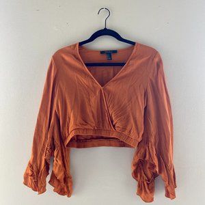 Women's Forever 21 Cropped Bell Sleeve Top